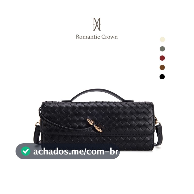 ROMANTIC CROWN Bolsa Feminina Mão Transversal Ombro Clutch, Couro PU Vegan Trançada Festa Balada Casamento Alça Ajustáve