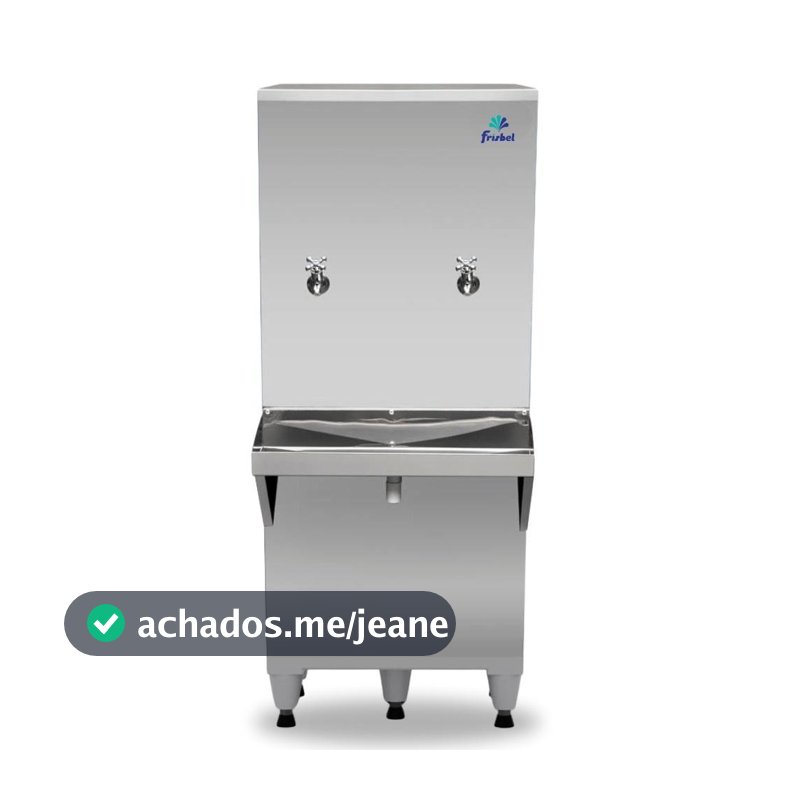 Bebedouro Industrial Frisbel Coluna 2 Torneiras Natural e Gelada 50 Litros RA05 Inox