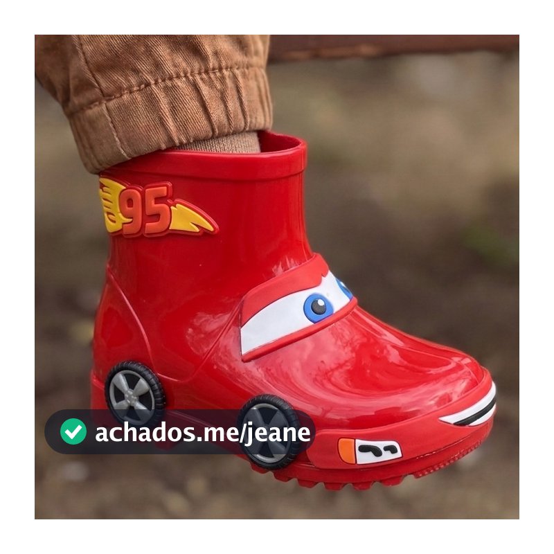 Bota Galocha Infantil Menino Carros Divertida Antiderrapante Bota de Chuva Confortável
