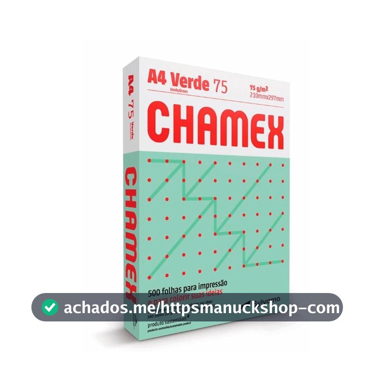 PAPEL SULFITE VERDE RESMA A4 500 FLS CHAMEX 75G