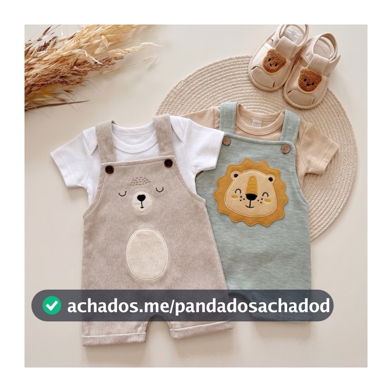 Kit Jardineira + Body de Bebe Premium Confortável Menino 100% Algodão