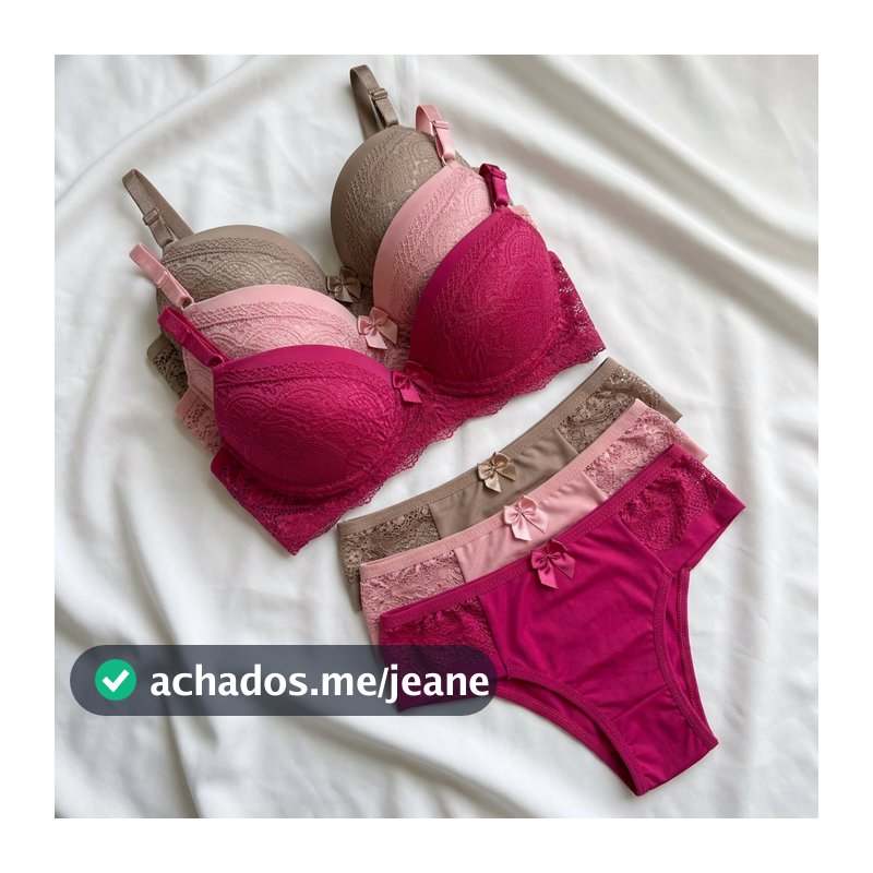 Kit 3 Conjunto Lingerie Feminina Sutiã Com Bojo e Calcinha Rendado Delicado Confortável