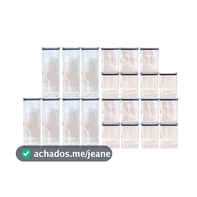 Kit com 22 potes de 2,3 litros e de 1,1 litro herméticos acrílicos QUALYPLAS