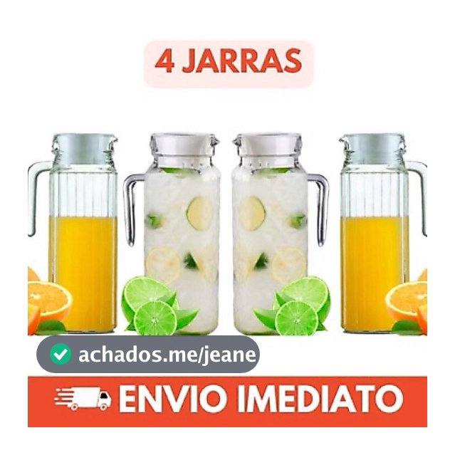Jarra de Vidro 1L Kit com 4 Unidades