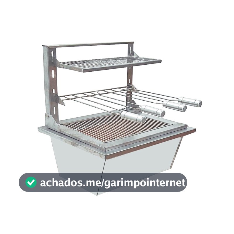 Kit Braseiro Suporte Suspenso Prime Inox 42x34 Espeto Grelha