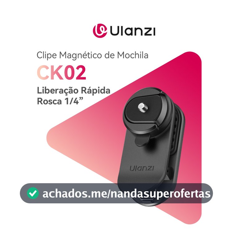 ULANZI CK02 Clipe Magnético de Mochila com Liberação Rápida Rosca 1/4” para Câmeras de Ação Celular
