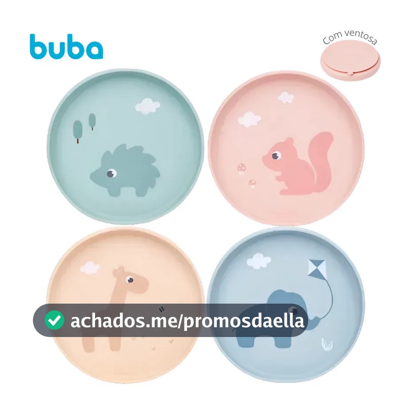Pratinho Em Silicone Com Ventosa Cloudy Buba Infantil Introdução Alimentar Prato Raso Refeição Bebê.