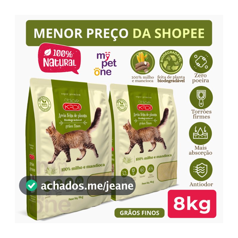 Kit 2 Areia Biodegradável 4 Kg Grãos Finos - Kadi