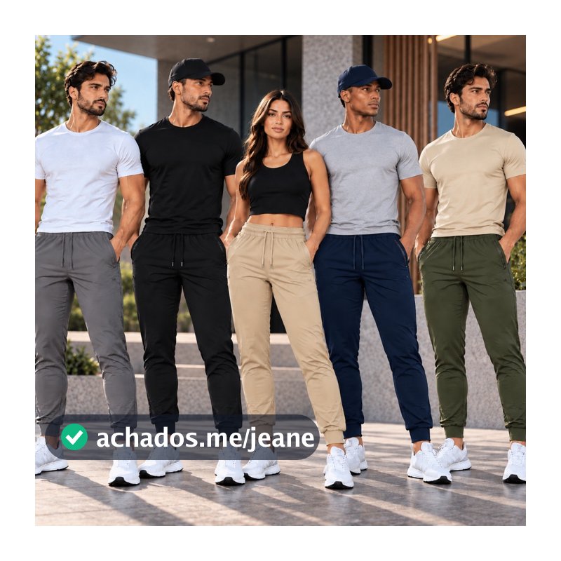 Kit 3 Calça Jogger unissex Slim Fit Elastano Academia Casual Treino