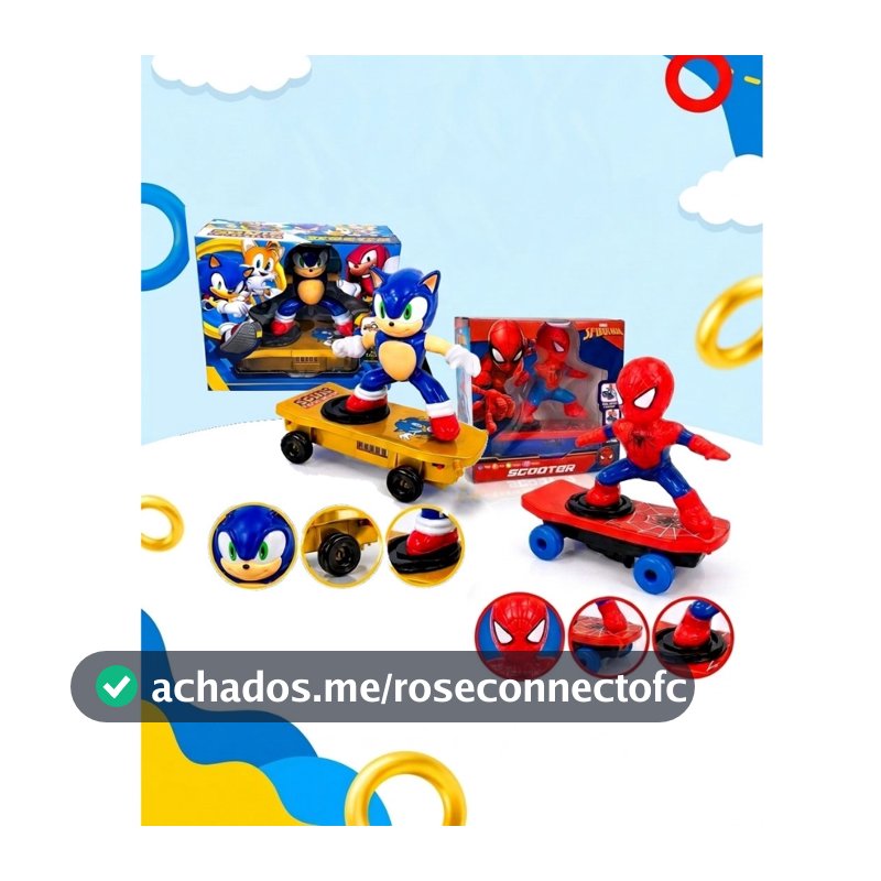 Skate Elétrico Do Homem-Aranha/Sonic com Rotação e Música