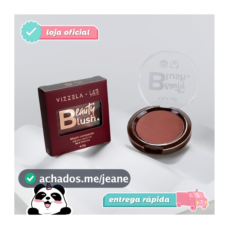 Blush Compacto Beauty Red Mocha Alta Pìgmentação Vizzela + La's Clothing Vegano