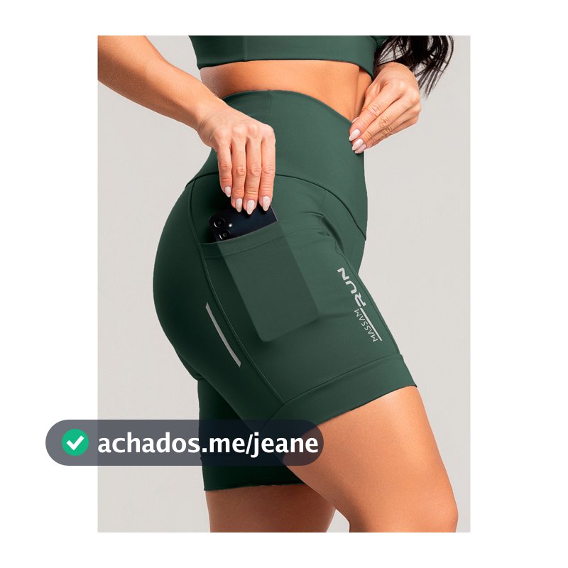 Bermuda Feminina Poliamida Run Verde Cintura Alta Massam Fitness