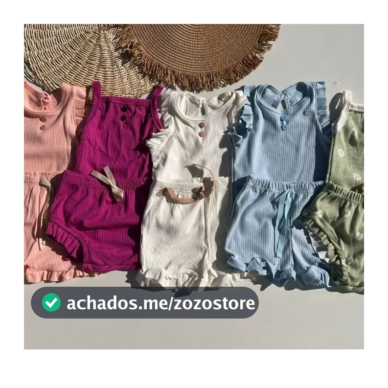 Kit 4 pecas Conj VALENTINA fru fru menina bebê verão infantil bermuda e blusa P ao 8