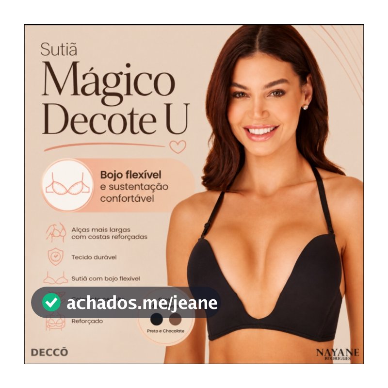 Sutiã Mágico Com Bojo Decote em U Profundo Push Up Sutien Com Efeito Silicone Da Nayane Rodrigues