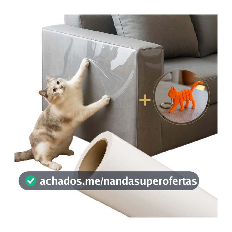 Protetor De Sofá Móveis Adesivo Gatos Pets Anti-arranhão Arranhador Transparente 30X300cm + BRINDE
