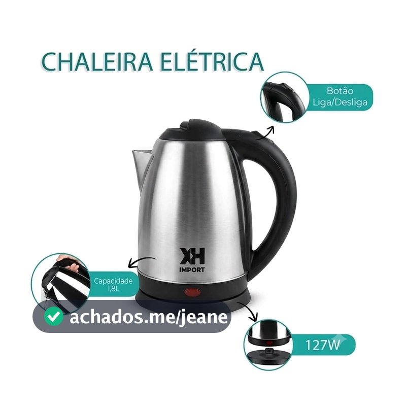 Chaleira Elétrica Térmica Bule Com Tampa Inox 1,8L110V/220V