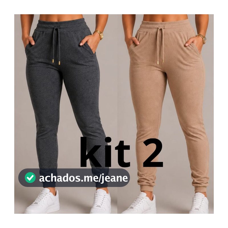 KIT 2  Calça femenino Plus Size Joguer }Pantalona Extra Grande Roupas Gordinhas Leguins Montaria Fler Skinny coz alto