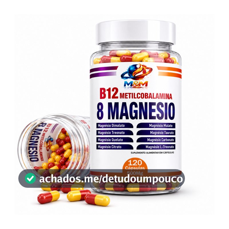 Metilcobalamina B12 + 8 Magnesio 120 OU 60 Capsulas QUELATO | DIMALATO | L-TREONATO | BISGLICINATO