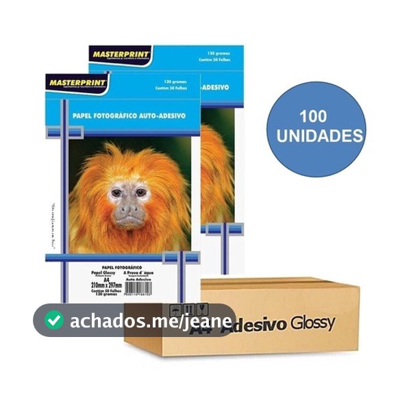 Papel Fotográfico Adesivo 130G Glossy 100 Folhas A4 MASTERPRINT (PAPEL ADESIVO)