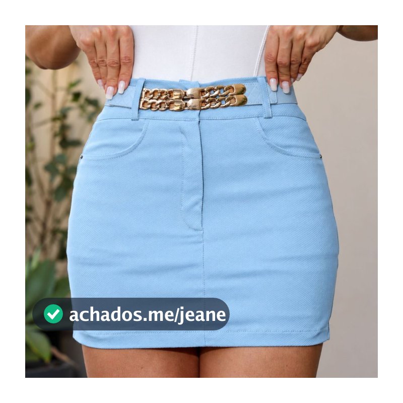 Short Saia Feminino Cintura Alta  Sarja twill Premium com Bolso e Short Embutido