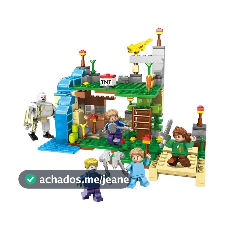 Bloco de Montar Cachoeira Craft Brinquedo com 6 PERSONAGENS - 378 pçs - 81005