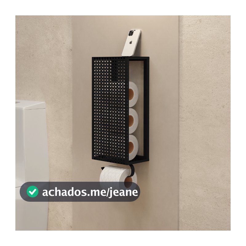Porta Papel Higiênico Suporte Para Papel para Banheiro de Parede Suspenso Estilo Industrial Preto