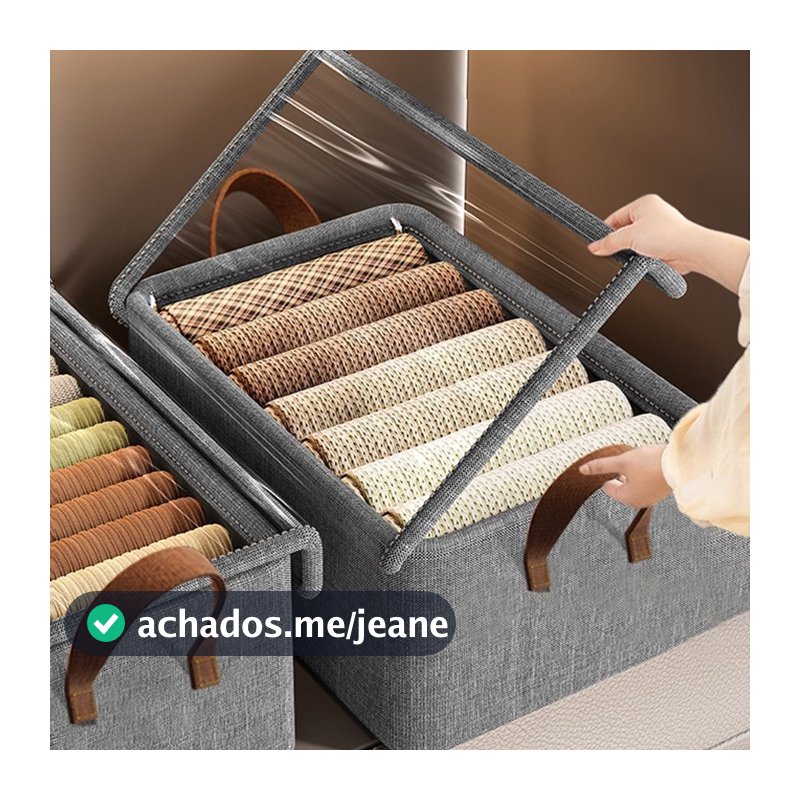 Caixas Organizadoras Dobrável com Tampa Transparente – Multiuso Oxford Reforçado Resistente E Ecológico 47×28×20cm