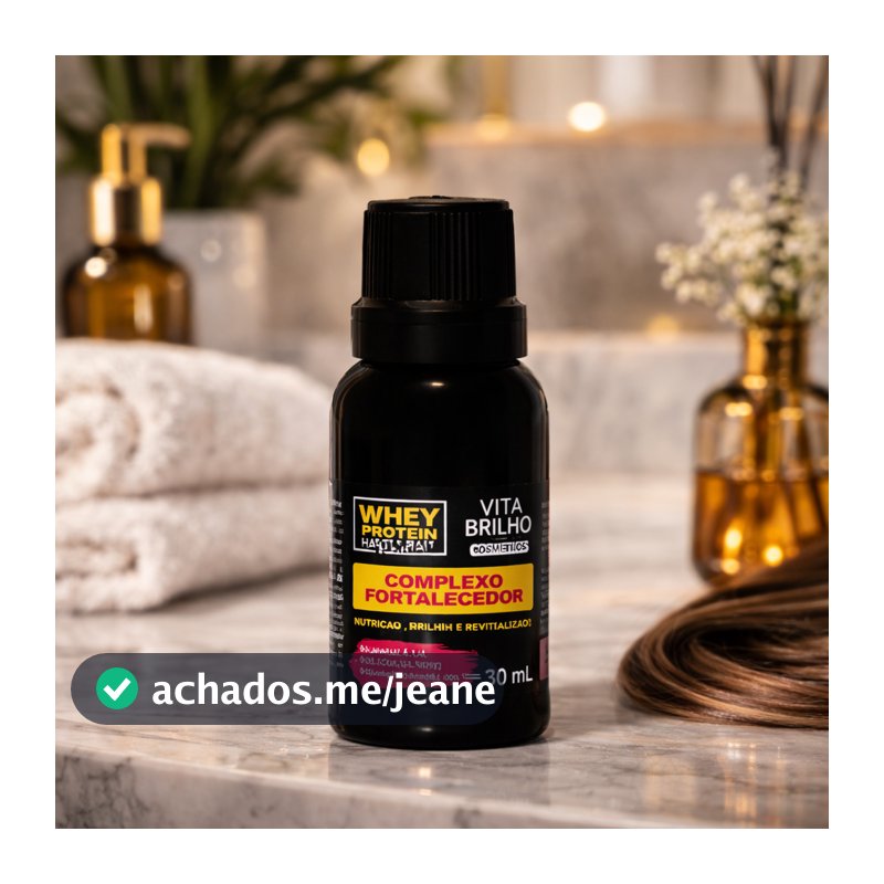 Whey Protein Hair Vita Brilho 30ml Fortalecedor Capilar Profissional Crescimento, Reparação e Força dos Fios