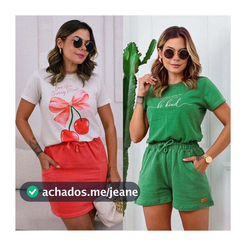 Conjunto Feminino Verão Estonado com Shorts e T-tshirt - L6