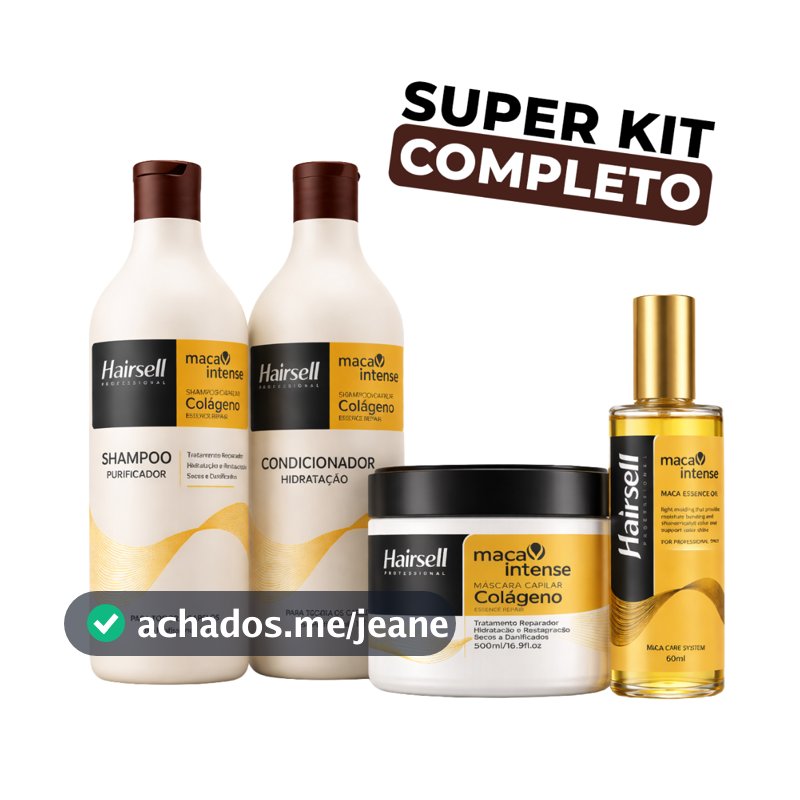 Kit Shampoo + Cond Purificador 1L Máscara Hidratação 500g Óleo Reparador 60ml Hairsell