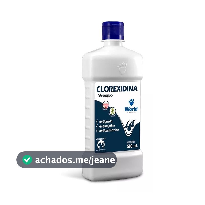 SHAMPOO WORLD CLOREXIDINA CAES E GATOS 500ML-USO VETERINÁRIO