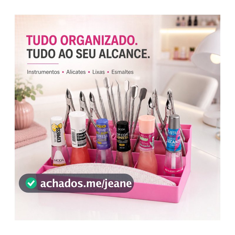 Organizador Manicure Porta Esmaltes Bancada Divisórias Nail Designer Salão Profissional Cosméticos