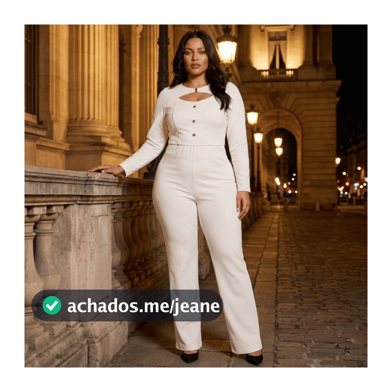 Macacao Feminino Plus Size Manga Longa Elegante Social