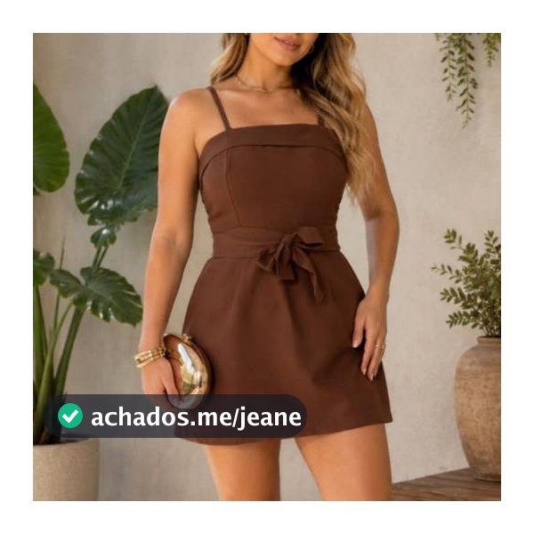 Macaquinho Feminino Short Saia em Sensorial com Elastex nas Costas- Moda Formal Elegante
