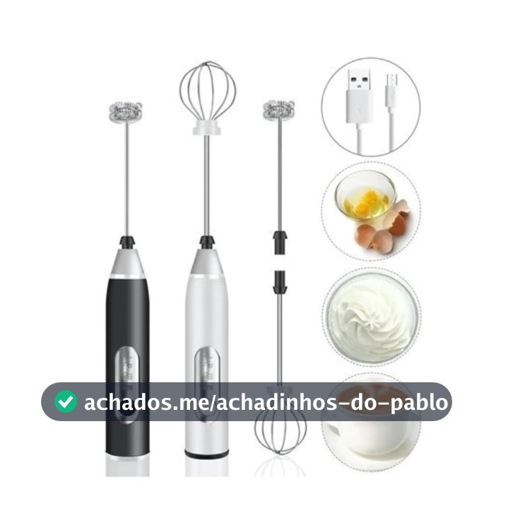 Batedor Misturador Mixer Elétrico para Bebidas Leite Café Clara de Ovo 2 em 1 taobiju