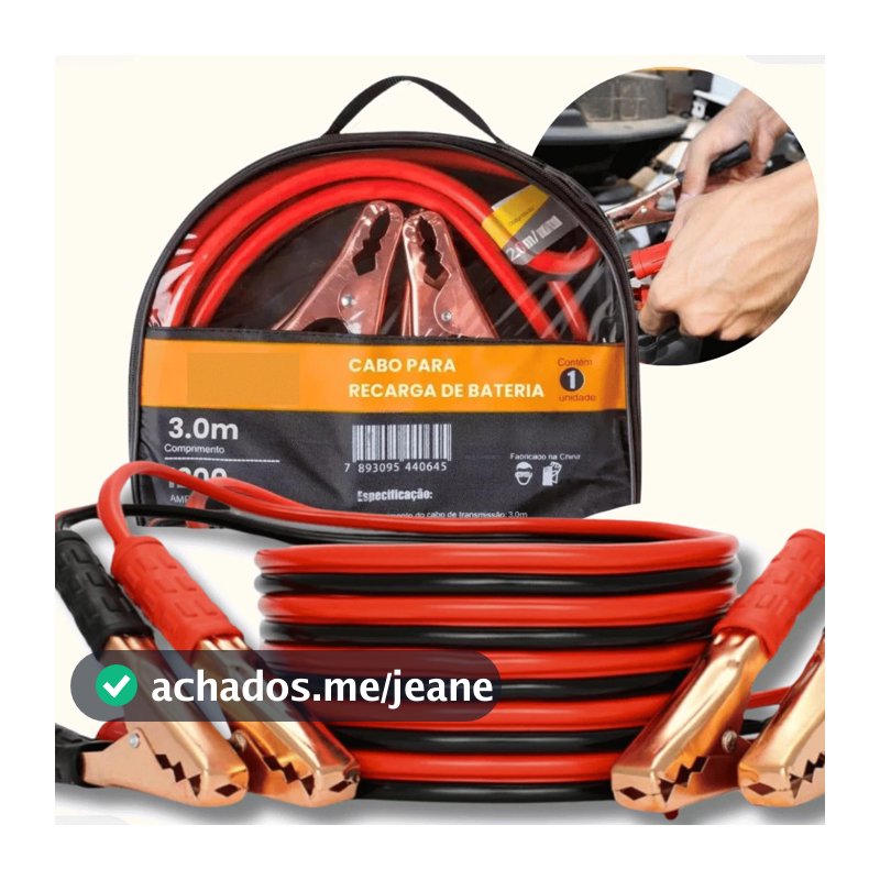Cabo De Chupeta 2500 amp Transmissão 12mm Caminhão Carro Moto Bateria 3 METROS de cabo