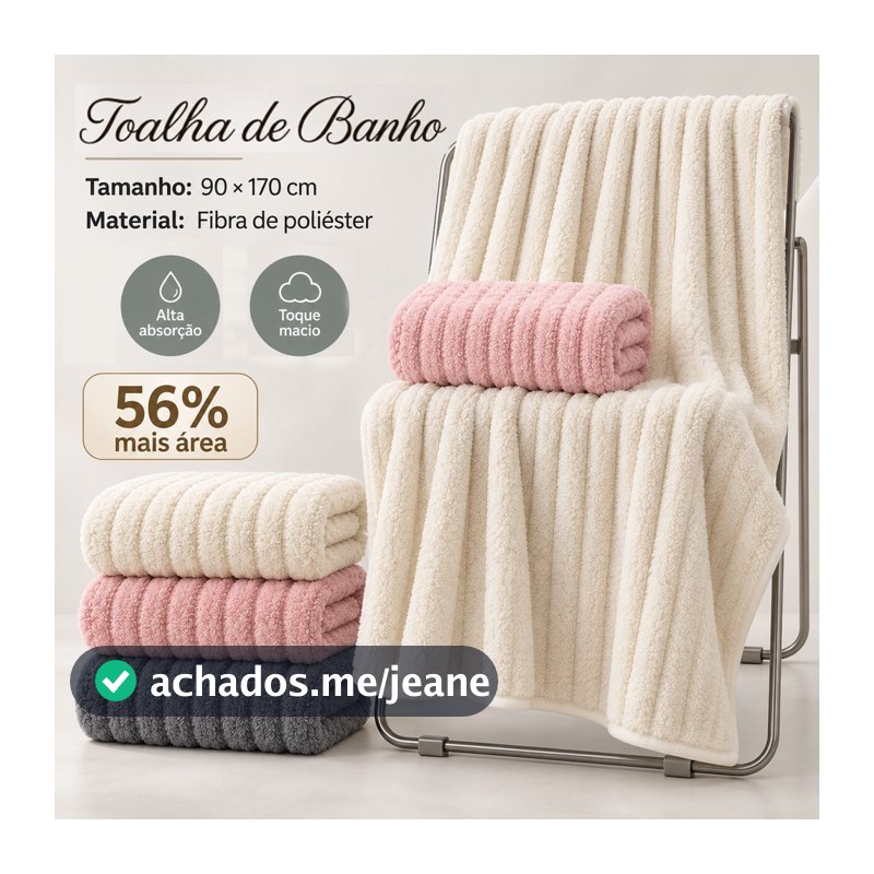 Microfibra Coral Toalha de Banho Grande e Grossa Não Solta Fiapos Seca Rápido Ótima Absorção Praia Piscina 90x170cm