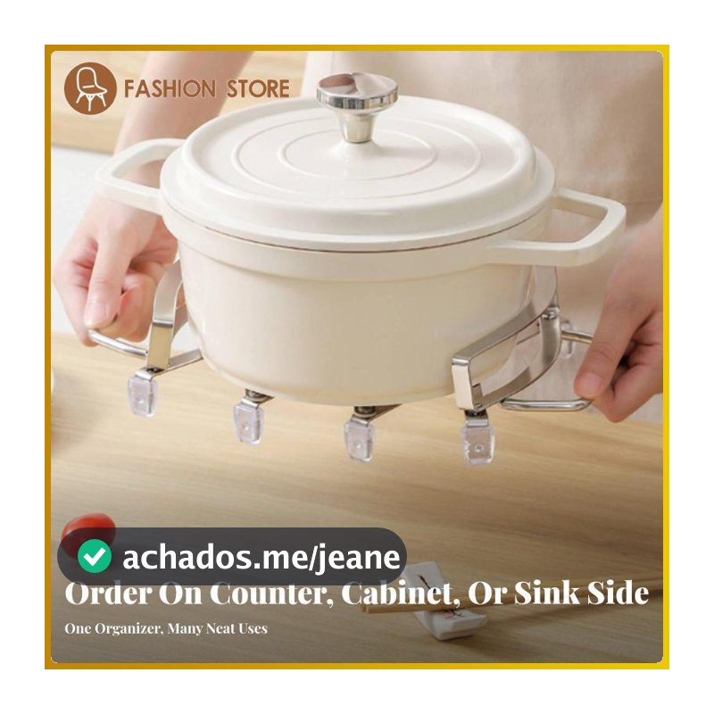 [Wishshopeelq] Suporte Para Utensílios De Cozinha Em Aço Inoxidável Prateado Rack Expansível Panelas Tapete Dobrável Que