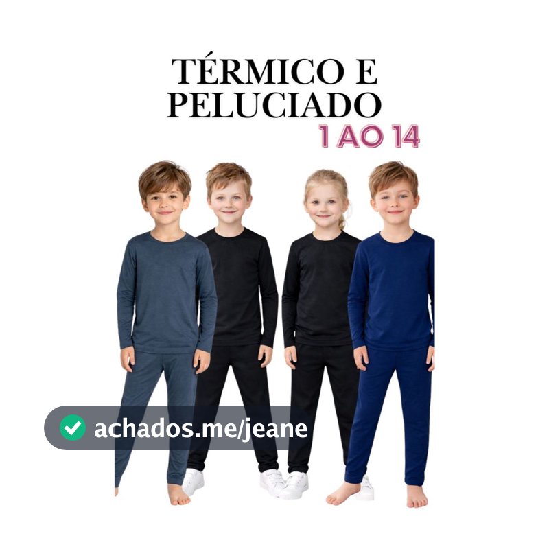 Conjunto Térmico Infantil Juvenil Menina e Menino Segunda Pele Flanelado Peluciado Inverno 1 ao 14