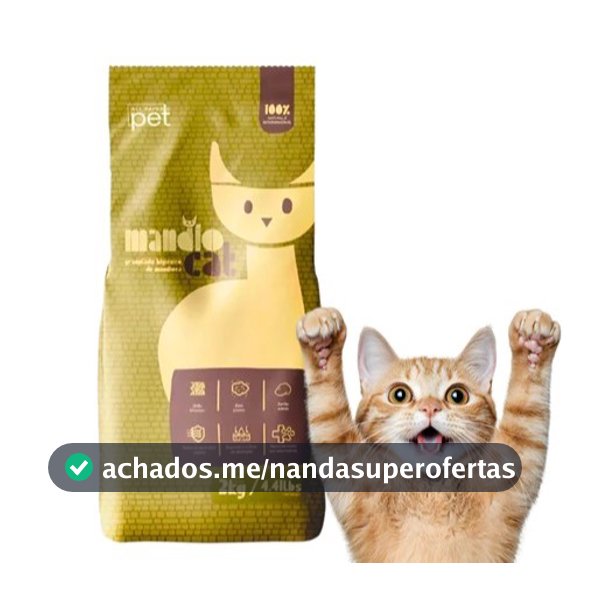 2 Pacotes De Areia Higiênica Gato Mandio Cat Premium 4kg