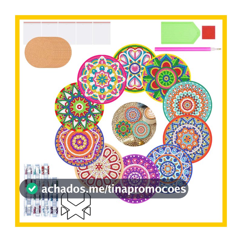 10 porta-copos de pintura de diamante estilo mandala, decoração doméstica zen DIY manual