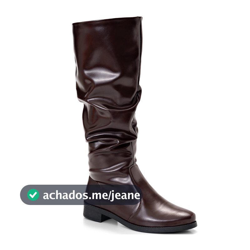 Bota Feminina Lumiss Montaria Slouchy Enrugada Salto Baixo Bico Redondo