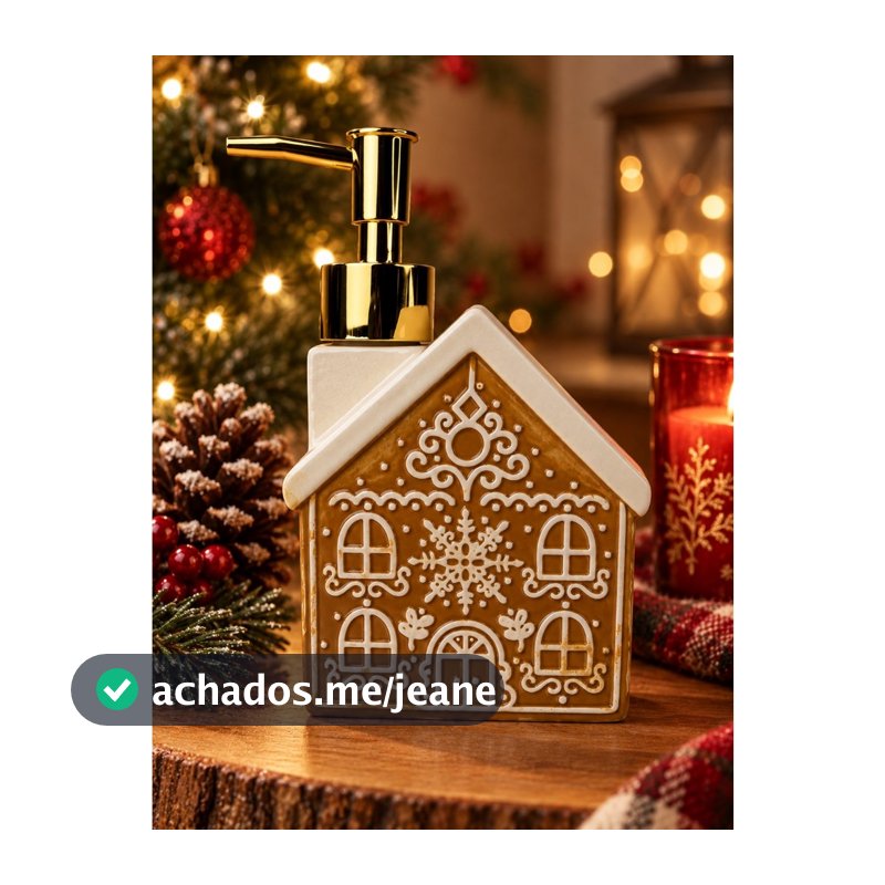 Porta Sabonete Casinha Porcelana 17cm Enfeite Decorativo Natal