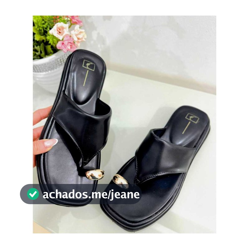 Sandália Feminina chinelo papete com detalhe dourado Palmilha confort Leve