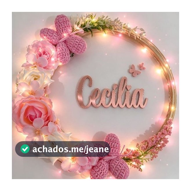 Porta maternidade em Rosé com led de luxo. com borboletas de crochê.