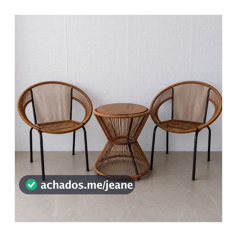 Kit 2 Cadeiras Cancun + Mesa Ampulheta na Fibra Ideal p/ Jardim, Quintal, Piscina e Varanda