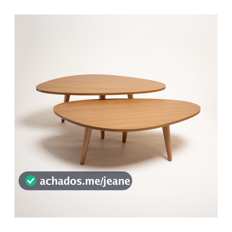 Kit 2 Mesa de Centro madeira organica MDF FREIJO Design Orgânico Sala Estar Mesas Redonda Decoração