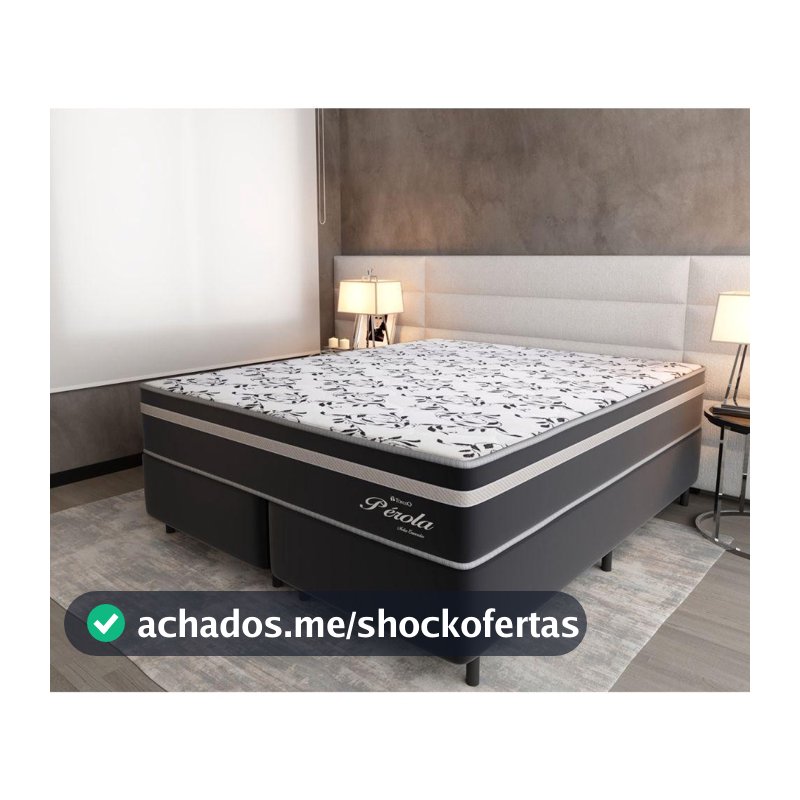 Cama Box Queen (158X198) D26 Molas Ensacadas Cinza Perola Topazio Colchões
