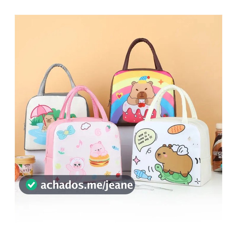 Lancheira Térmica Infantil Escolar - Bolsa Térmica para Marmita e Lanche Infantil Desenhos