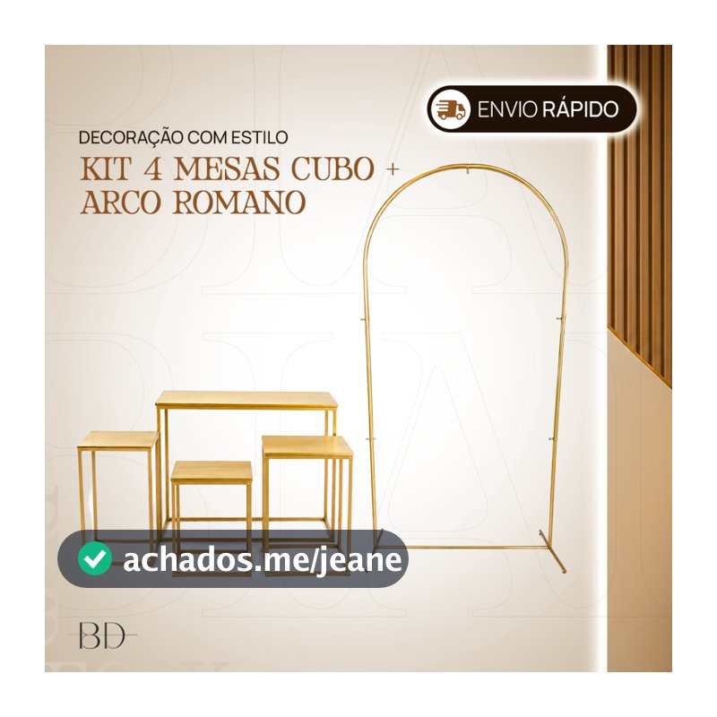 Conjunto Mesa Cubo Quadrada Desmontavel C/ 4 + Arco Romano 2x1 Evento Festa  Decoração Aniversario